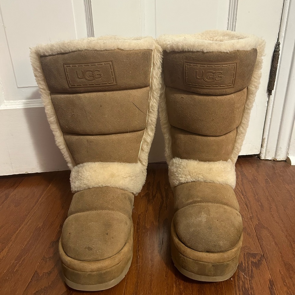 UGG CLASSIC CHILLAPEAK TALL CHESTNUT BOOTS - WOMEN'S size 9 - Picture 2 of 7